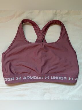 Under Armour Crossback Mid Sports Bra Pink XL Medium Support HeatGear